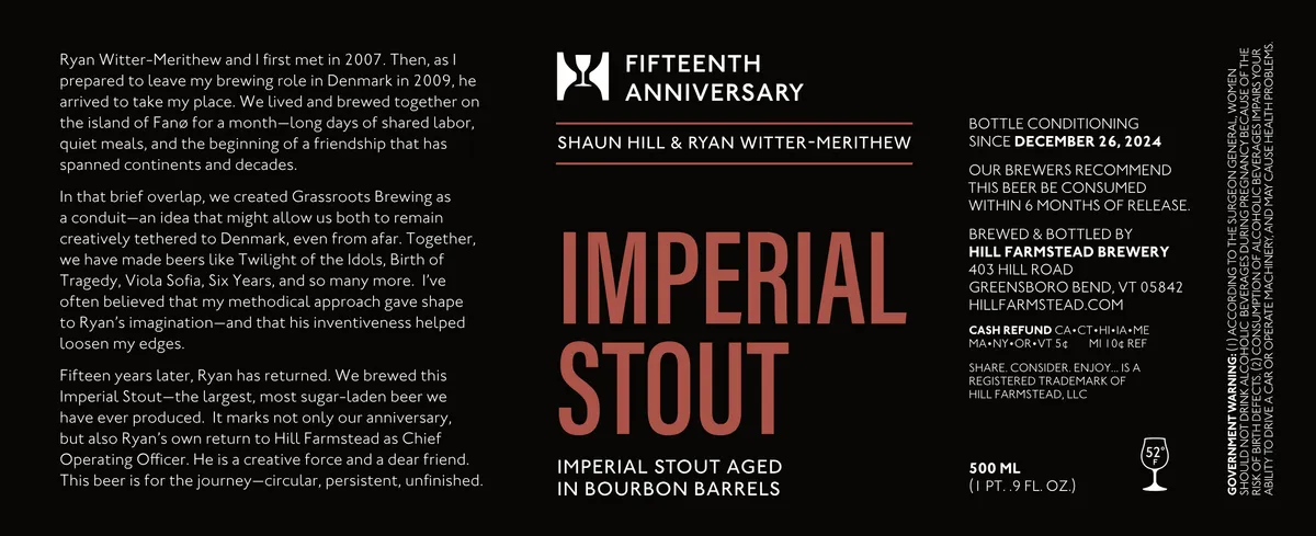 Fifteenth Anniversary Imperial Stout label art — SHAUN HILL & RYAN WITTER-MERITHEW IMPERIAL STOUT