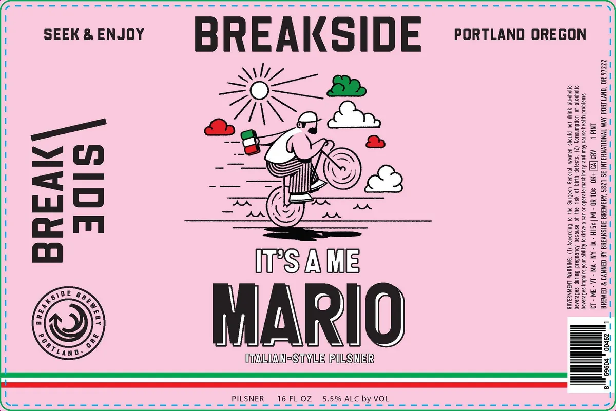 It's A Me Mario label art — BREAKSIDE BREWERY