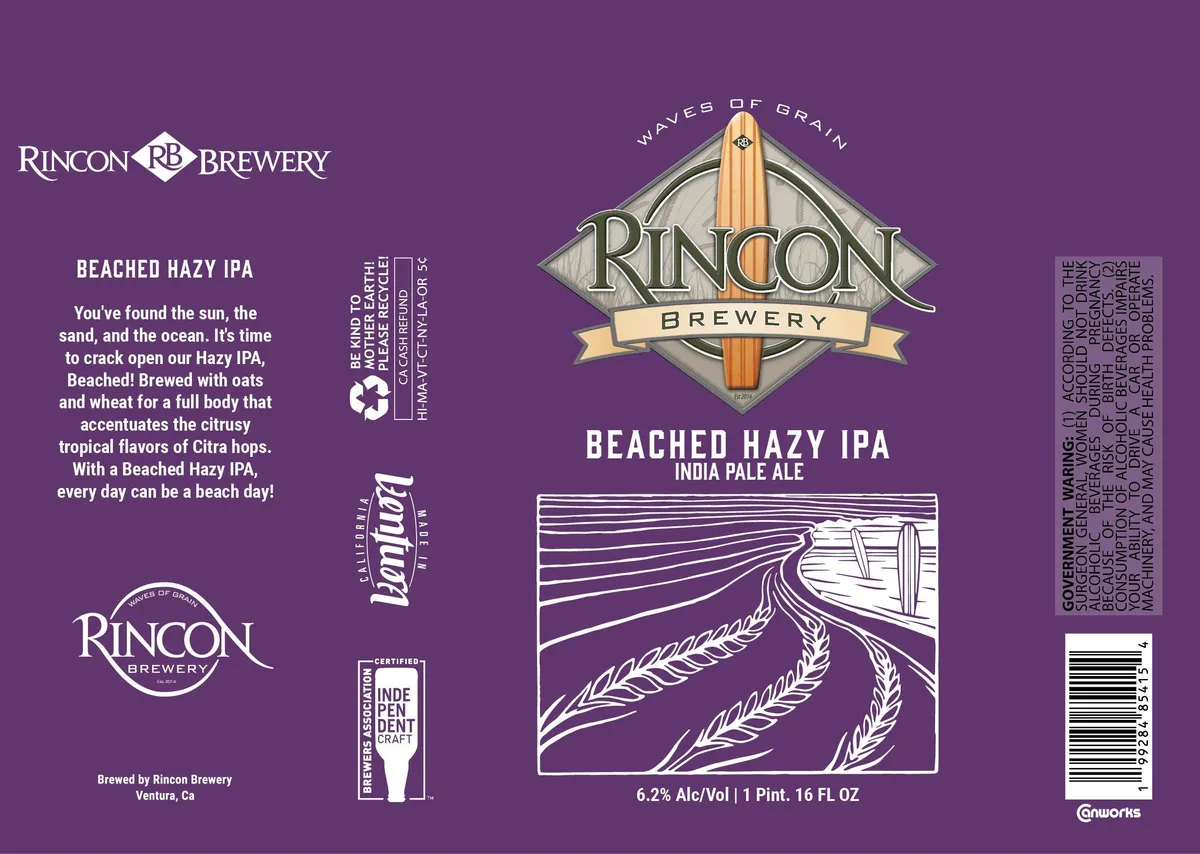 Beached Hazy IPA label art — BEACHED HAZY IPA
