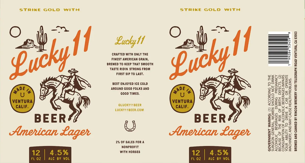 Lucky 11 Beer label art — LUCKY 11