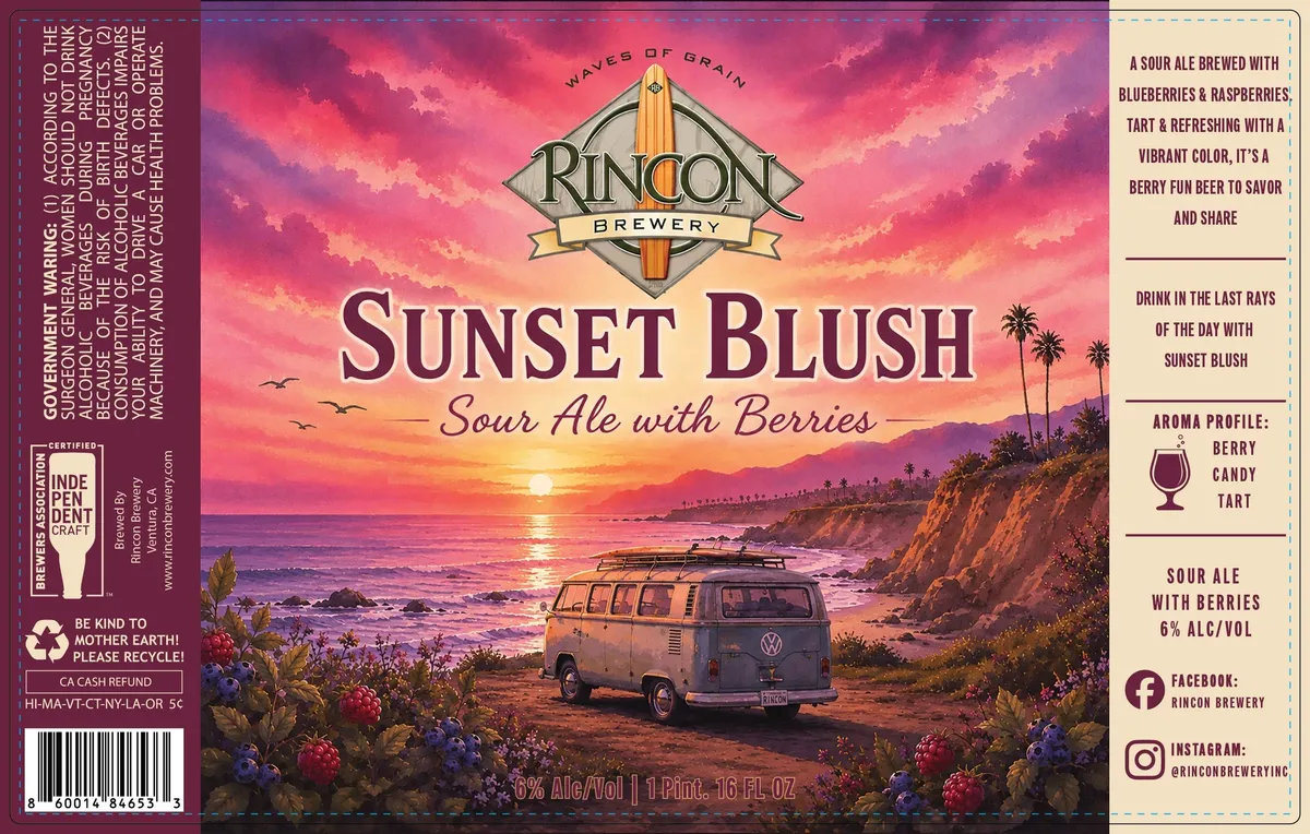 Sunset Blush label art — SUNSET BLUSH SOUR