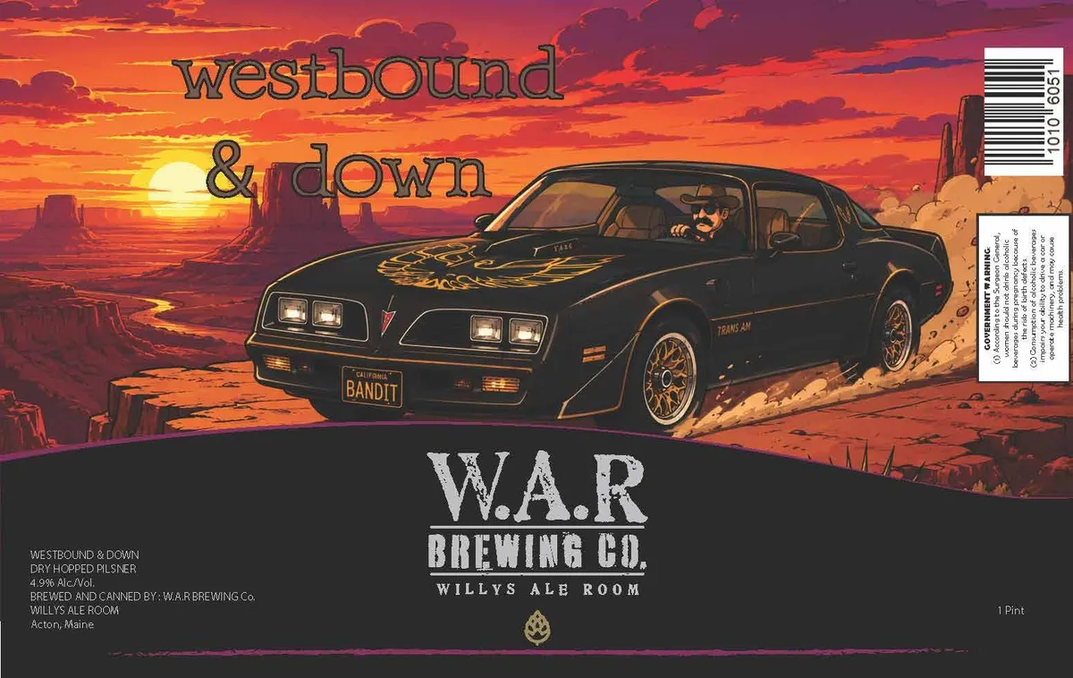 Westbound & Down label art — W.A.R BREWING COMPANY