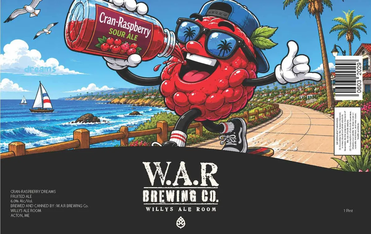 Cran-Raspberry Dreams label art — W.A.R BREWING COMPANY