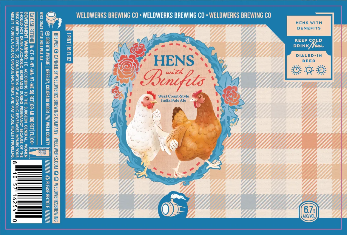 Hens With Benefits label art — WELDWERKS