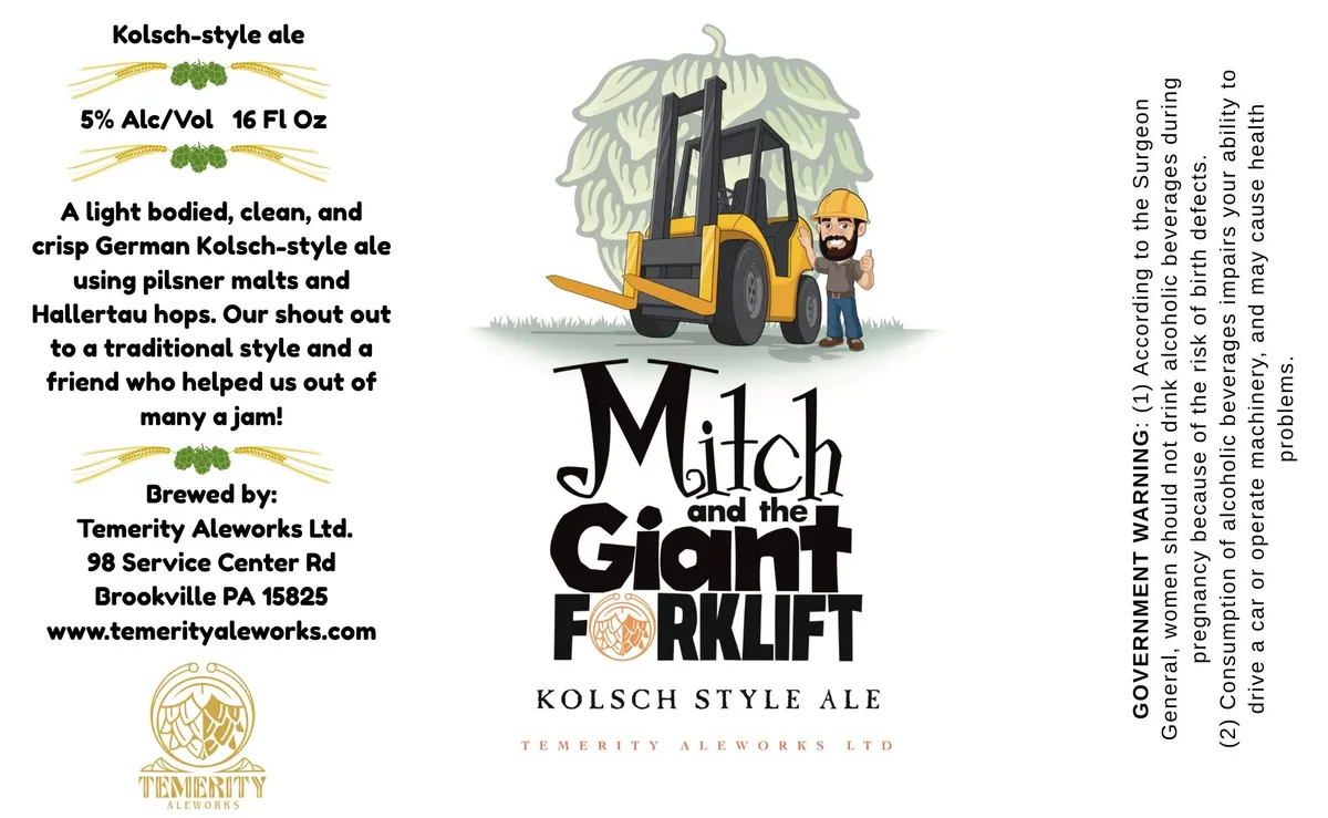 Mitch and the Giant Forklift label art — MITCH AND THE GIANT FORKLIFT