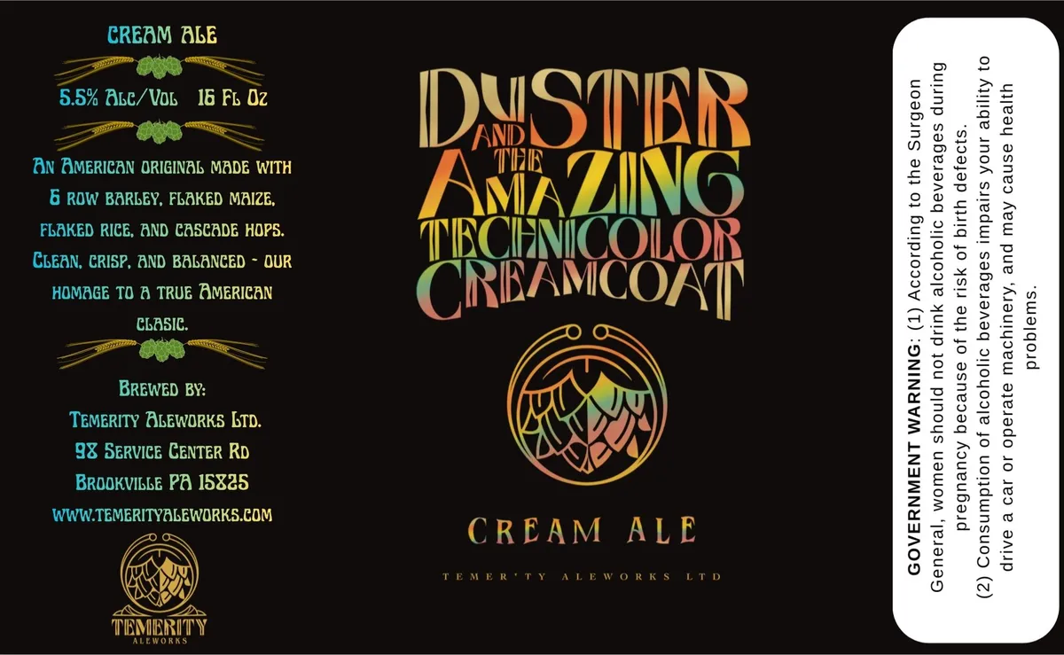Duster and the Amazing Technicolor Creamcoat label art — DUSTER AND THE AMAZING TECHNICOLOR CREAM COAT