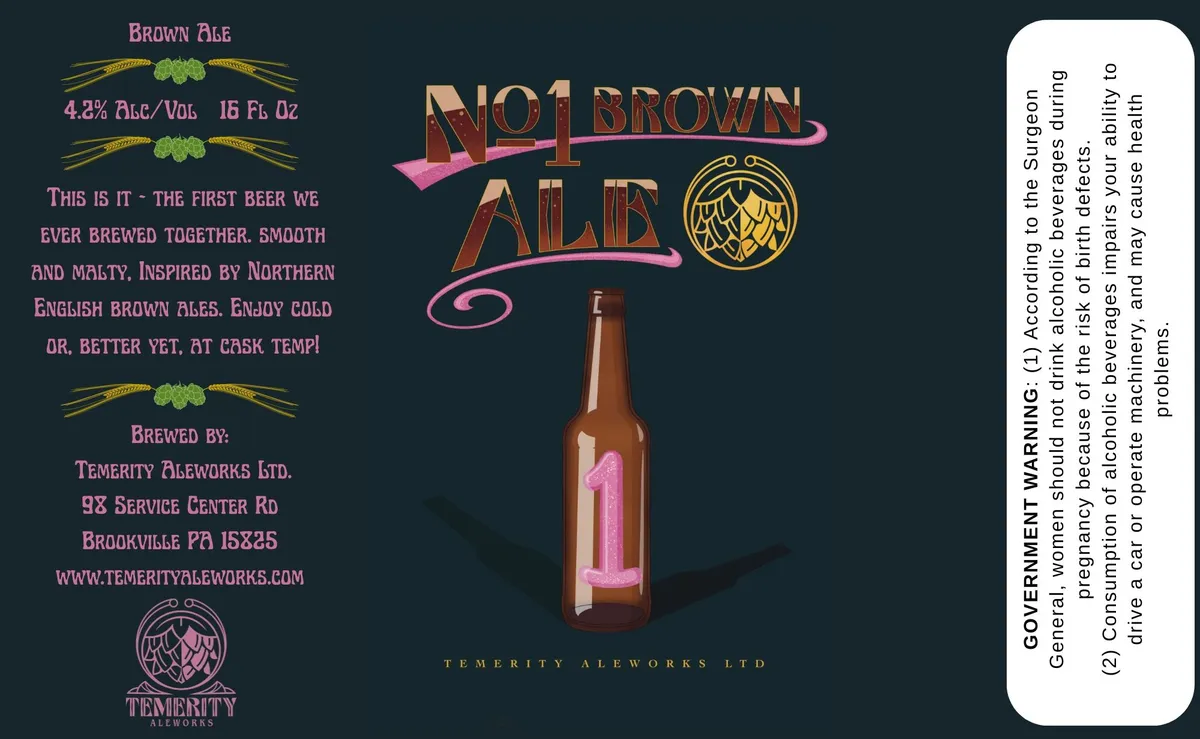 No. 1 Brown Ale label art — NO. 1 BROWN ALE