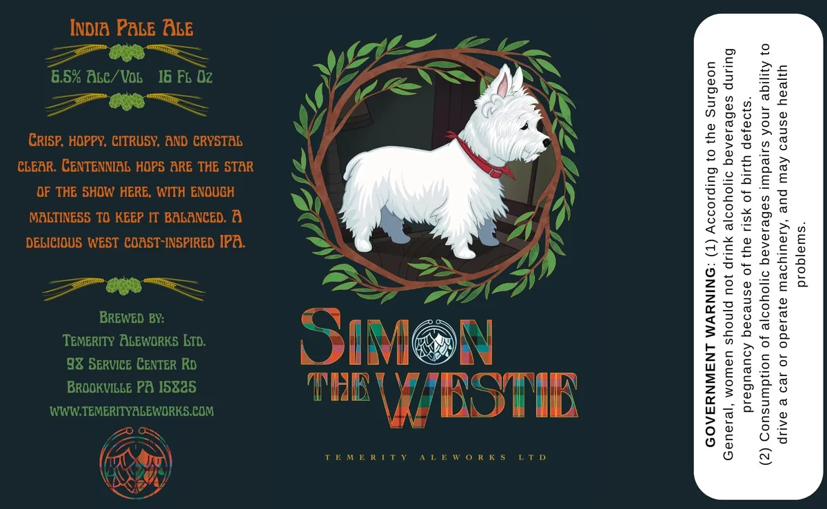 Simon The Westie label art — SIMON THE WESTIE