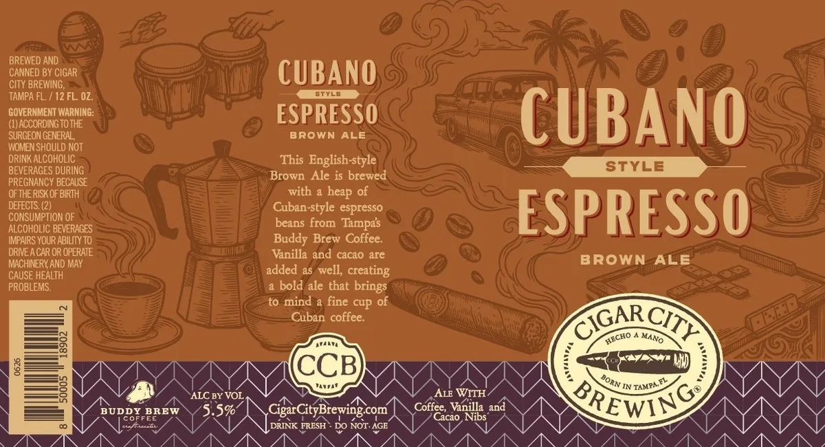 Cubano Style Espresso label art — CIGAR CITY BREWING