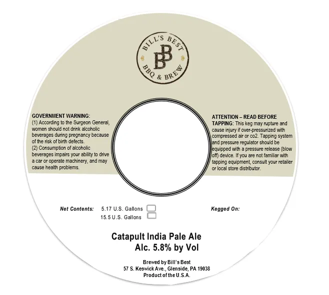 Catapult India Pale Ale — full label as filed with TTB