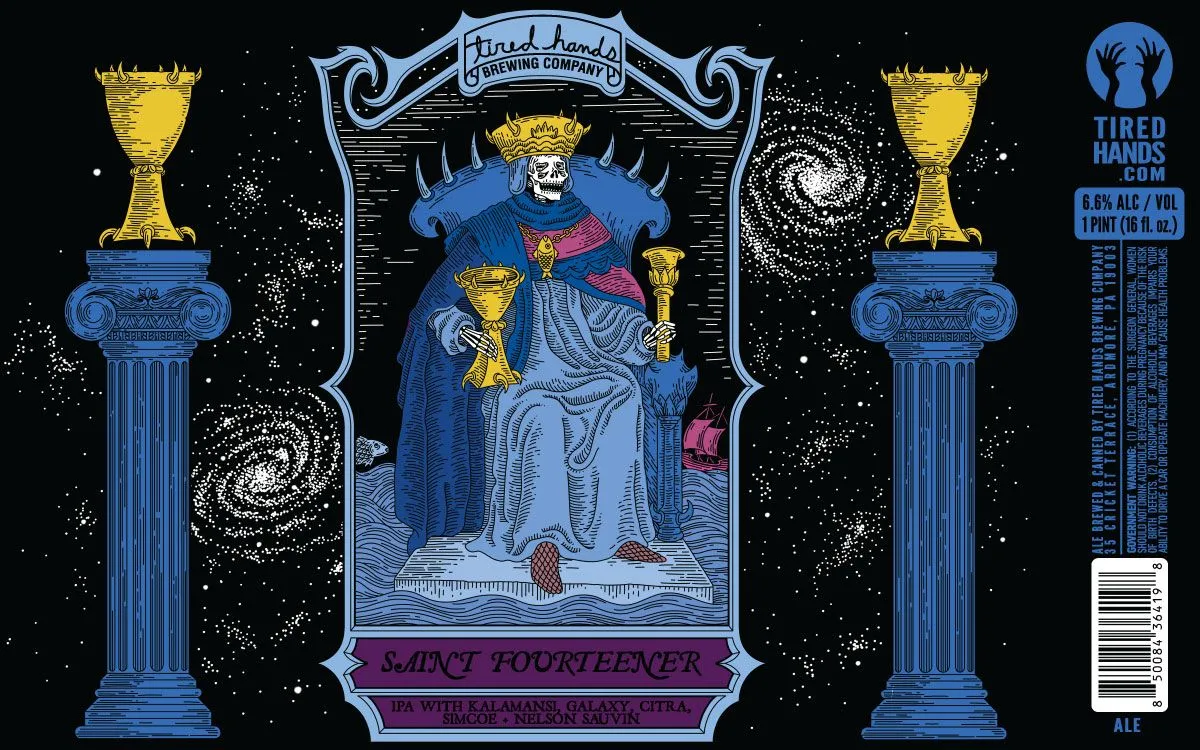 Saint Fourteener label art — TIRED HANDS BREWING COMPANY