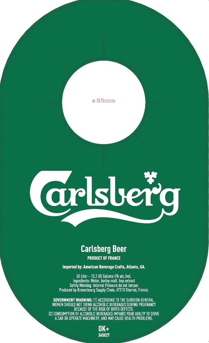 Carlsberg Beer — full label as filed with TTB