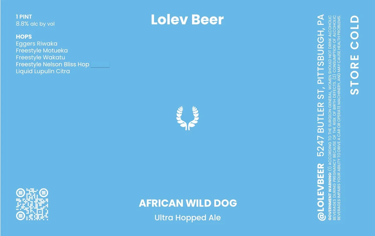 African Wild Dog label art — LOLEV BEER
