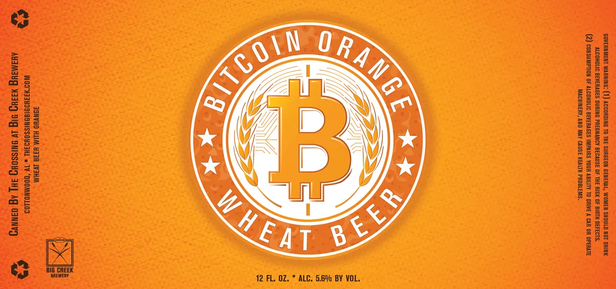 Bitcoin Orange label art — THE CROSSING AT BIG CREEK BREWERY