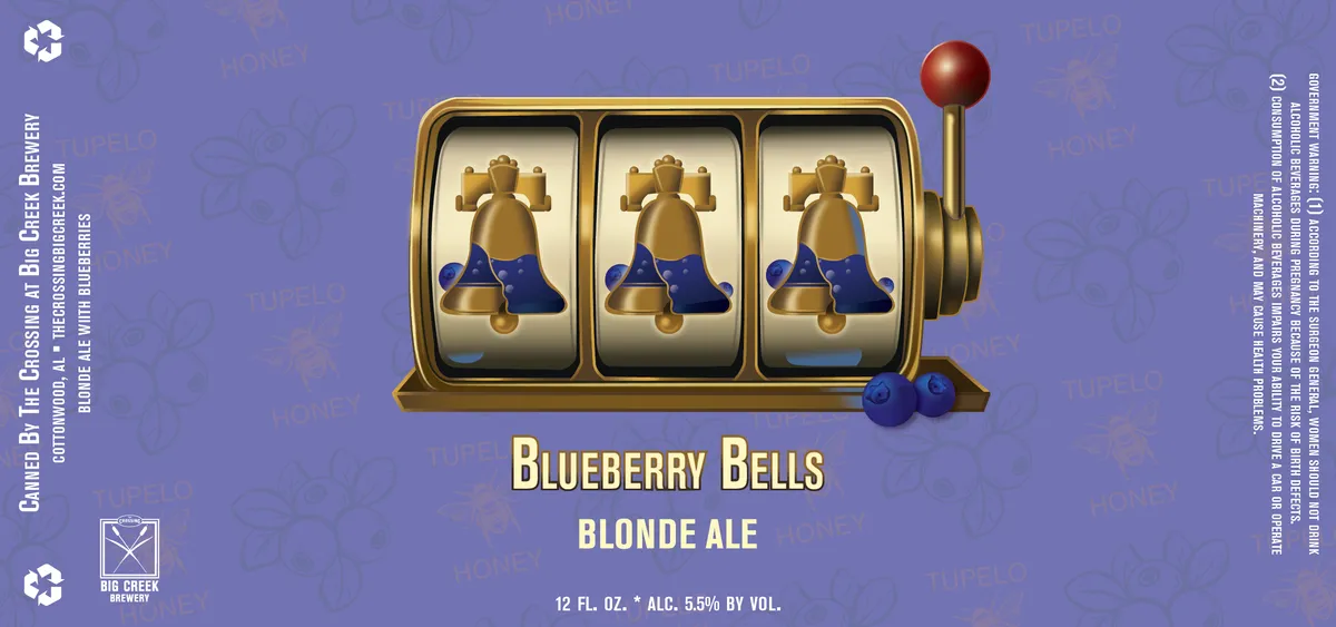 Blueberry Bells label art — THE CROSSING AT BIG CREEK BREWERY