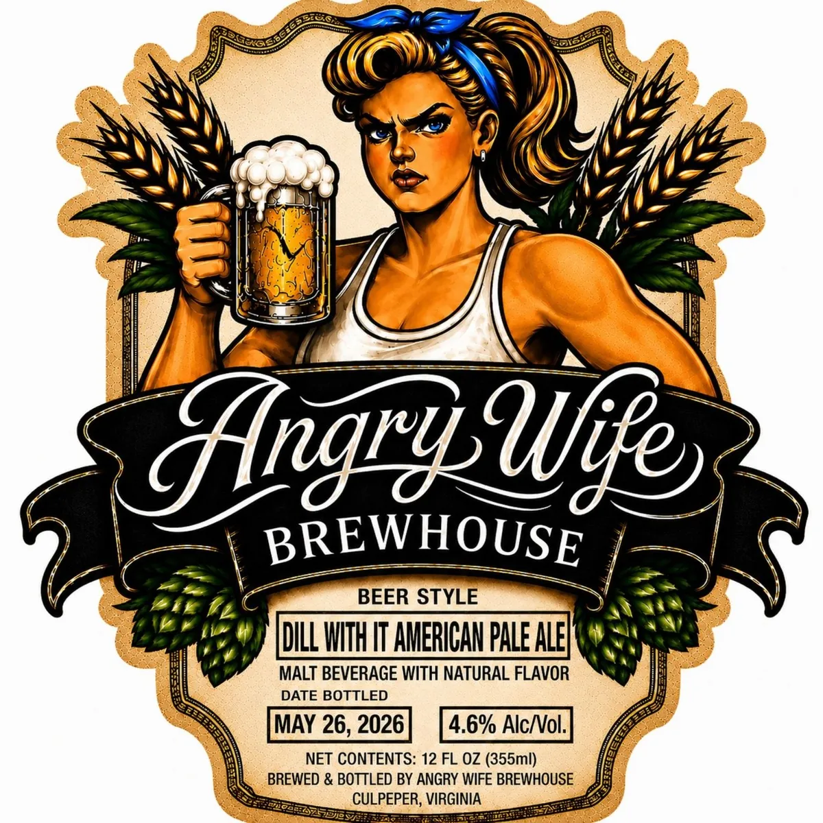 Dill With It American Pale Ale label art — ANGRY WIFE BREWHOUSE