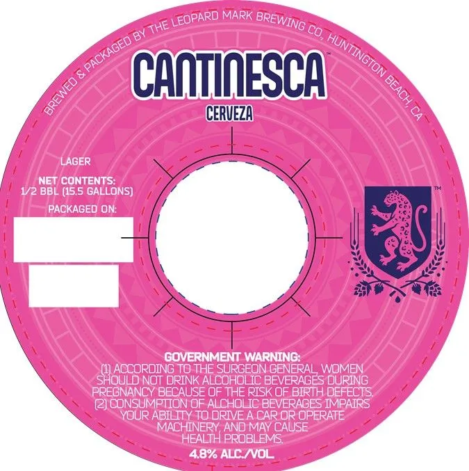 Cantinesca Cerveza — full label as filed with TTB