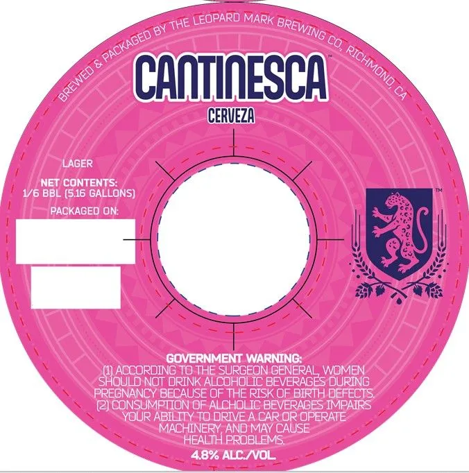 Cantinesca Cerveza — full label as filed with TTB