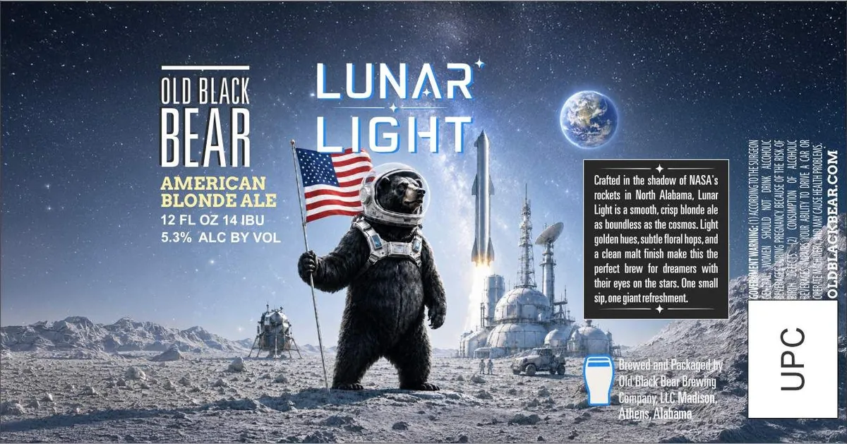 Lunar Light label art — OLD BLACK BEAR