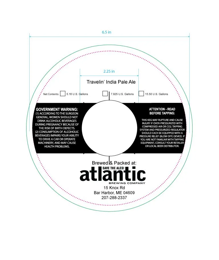 Travelin' India Pale Ale — full label as filed with TTB
