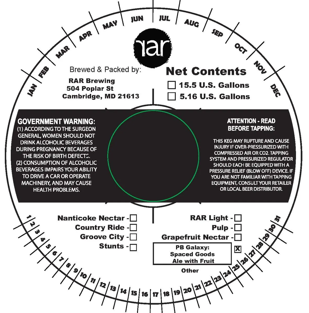 PB Galaxy: Spaced Goods — full label as filed with TTB