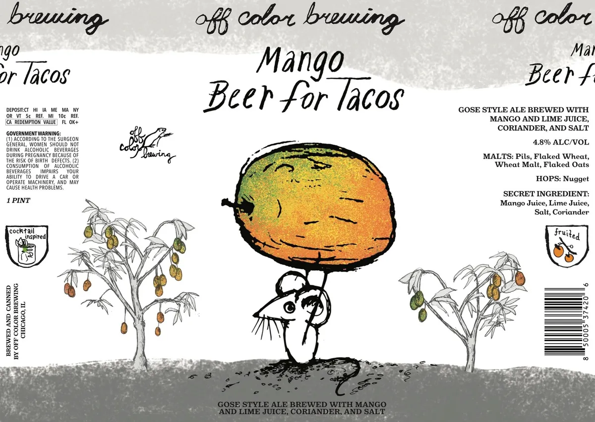 Mango Beer For Tacos label art — OFF COLOR BREWING