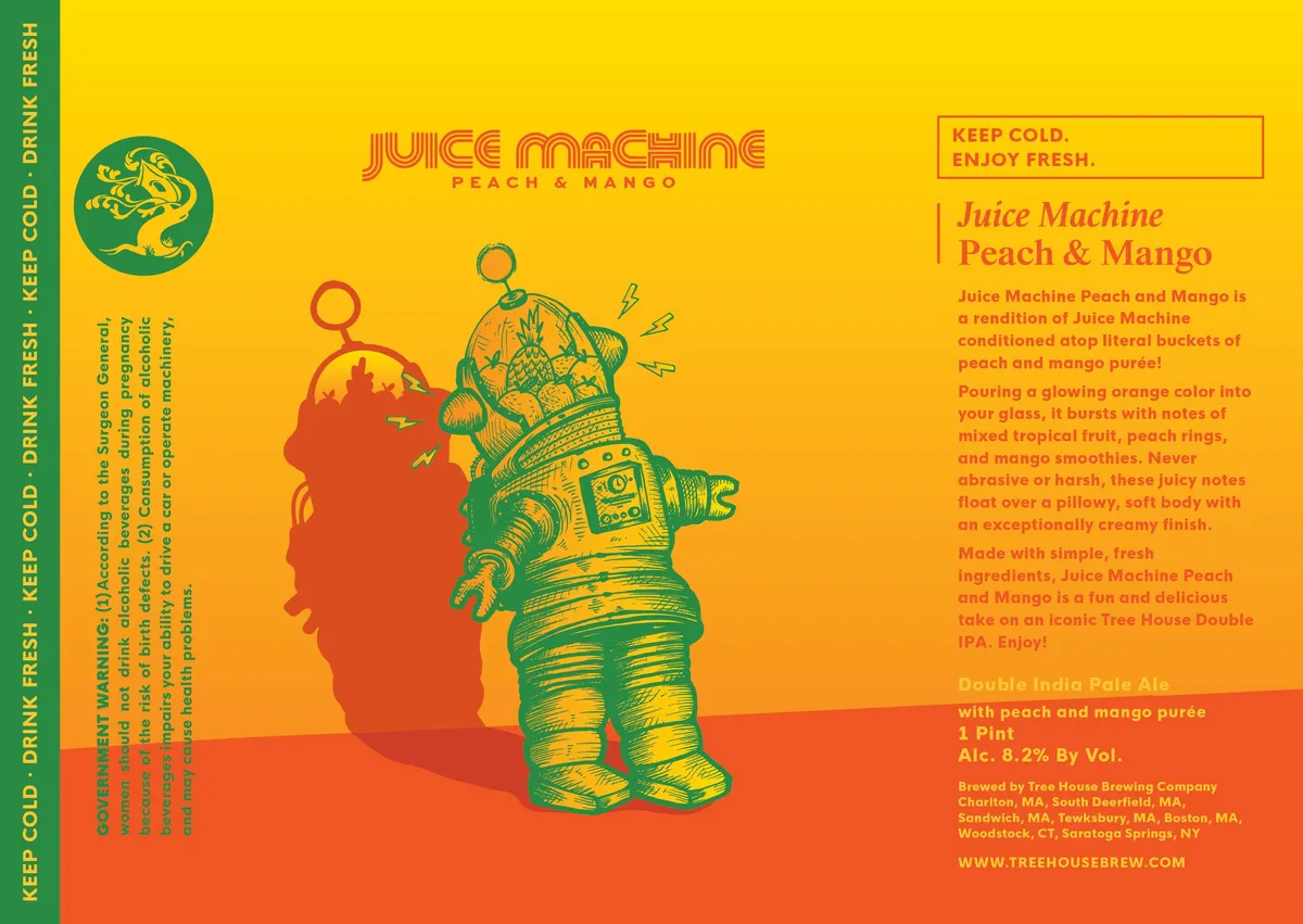 Juice Machine Peach & Mango label art — JUICE MACHINE PEACH & MANGO