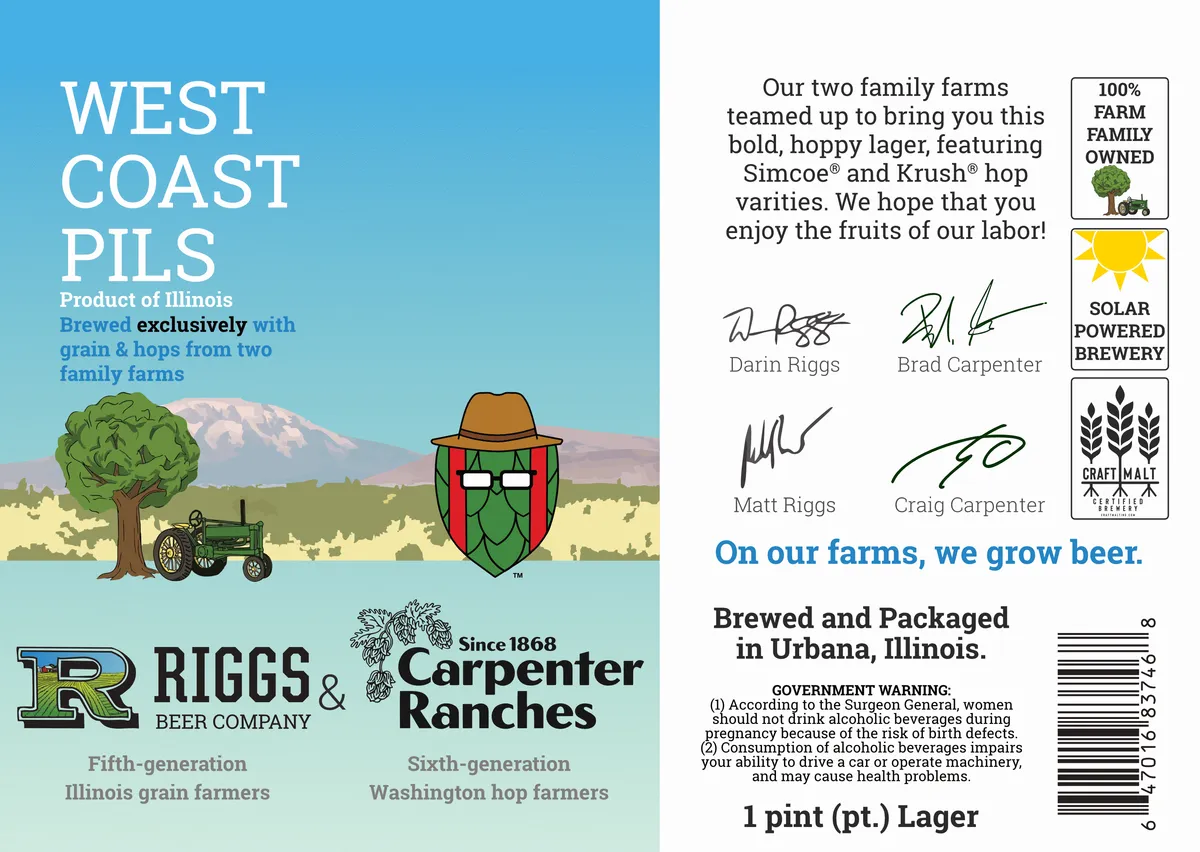 West Coast Pils label art — RIGGS BEER COMPANY