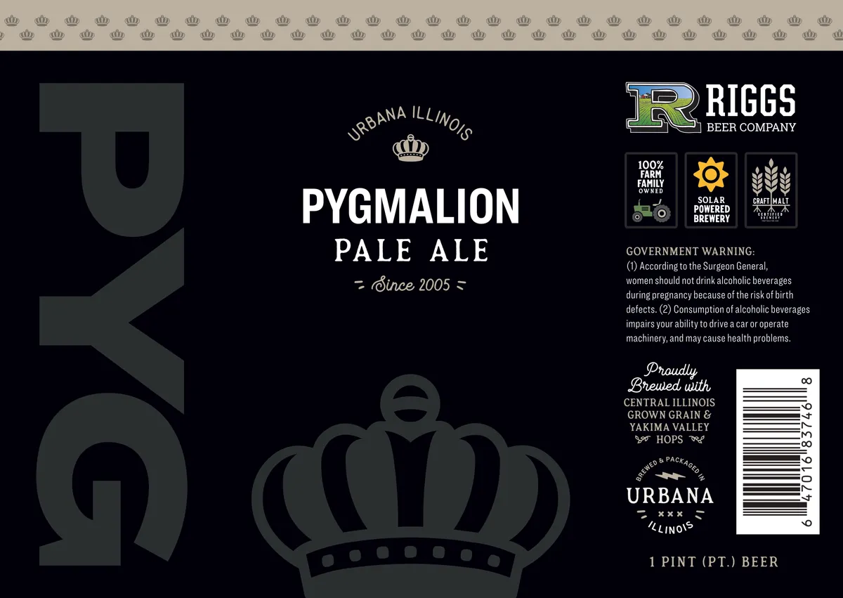 Pygmalion Pale Ale label art — RIGGS BEER COMPANY