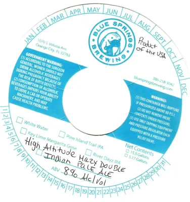 High Altitude Hazy Double Indian Pale Ale label