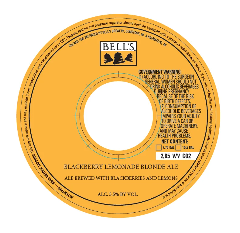 Blackberry Lemonade Blonde Ale — full label as filed with TTB
