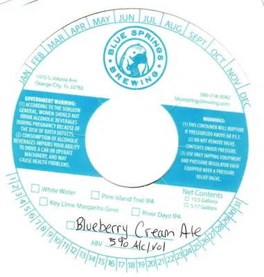 Blueberry Cream Ale label
