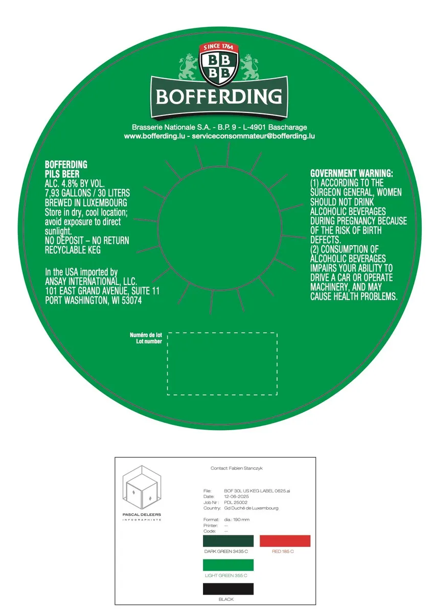 Bofferding Pils — full label as filed with TTB
