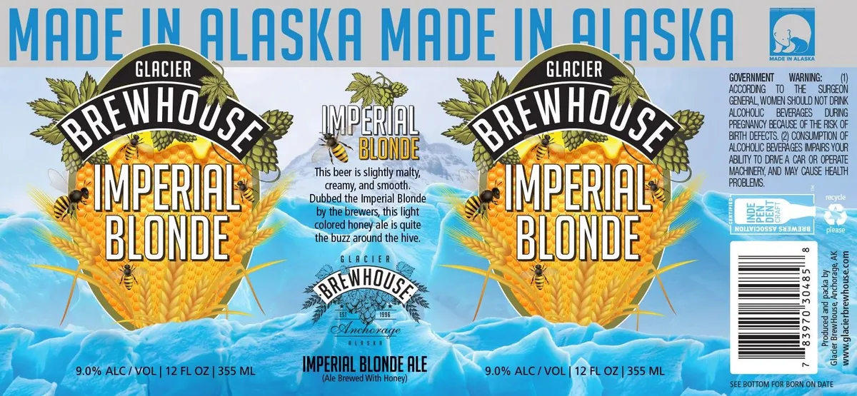 Imperial Blonde label art — GLACIER BREWHOUSE IMPERIAL BLONDE