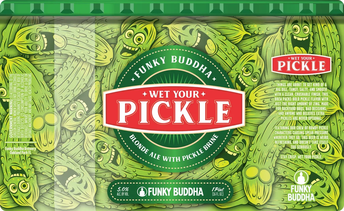 Wet Your Pickle label art — FUNKY BUDDHA