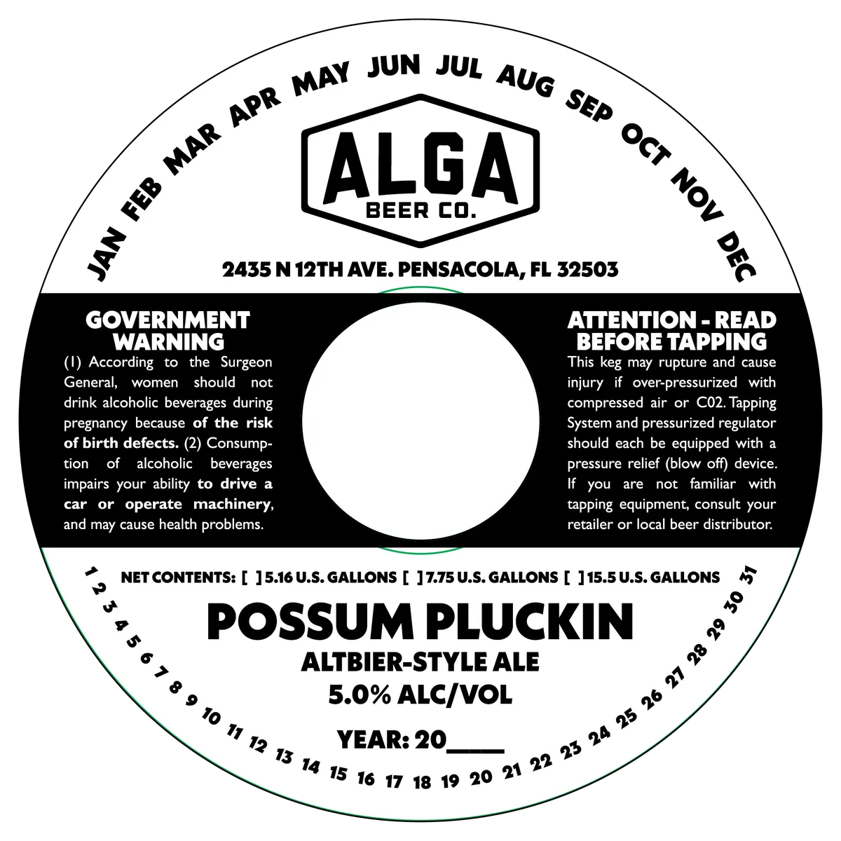 Possum Pluckin label art — POSSUM PLUCKIN