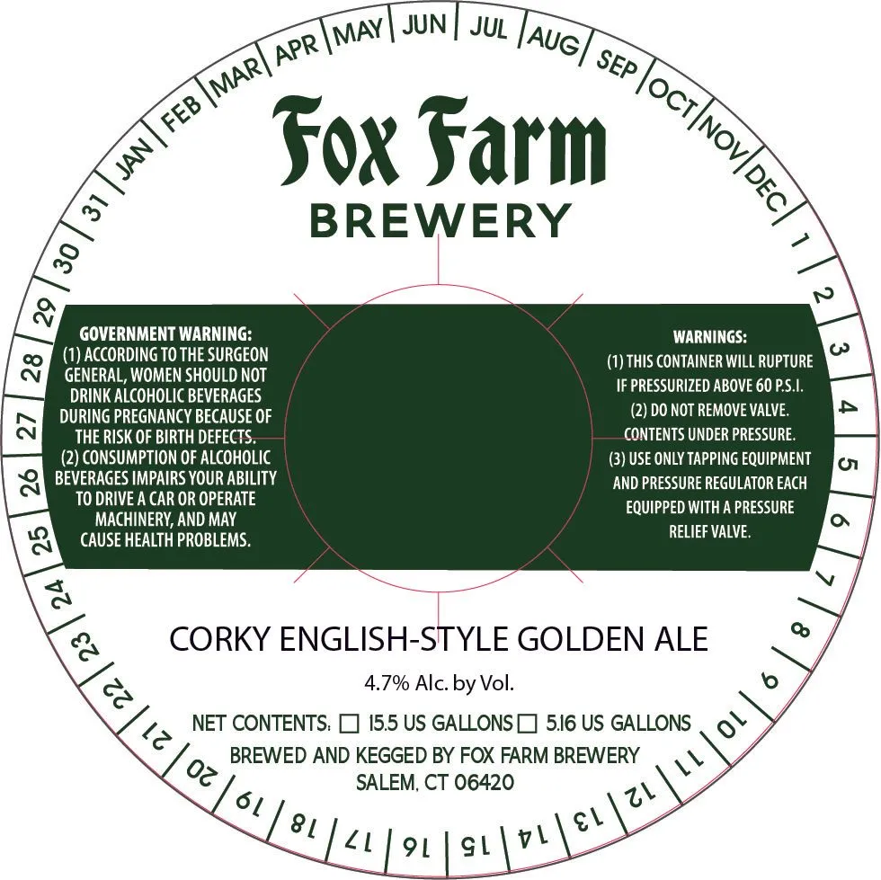 Corky English-Style Golden Ale label art — CORKY ENGLISH-STYLE GOLDEN ALE