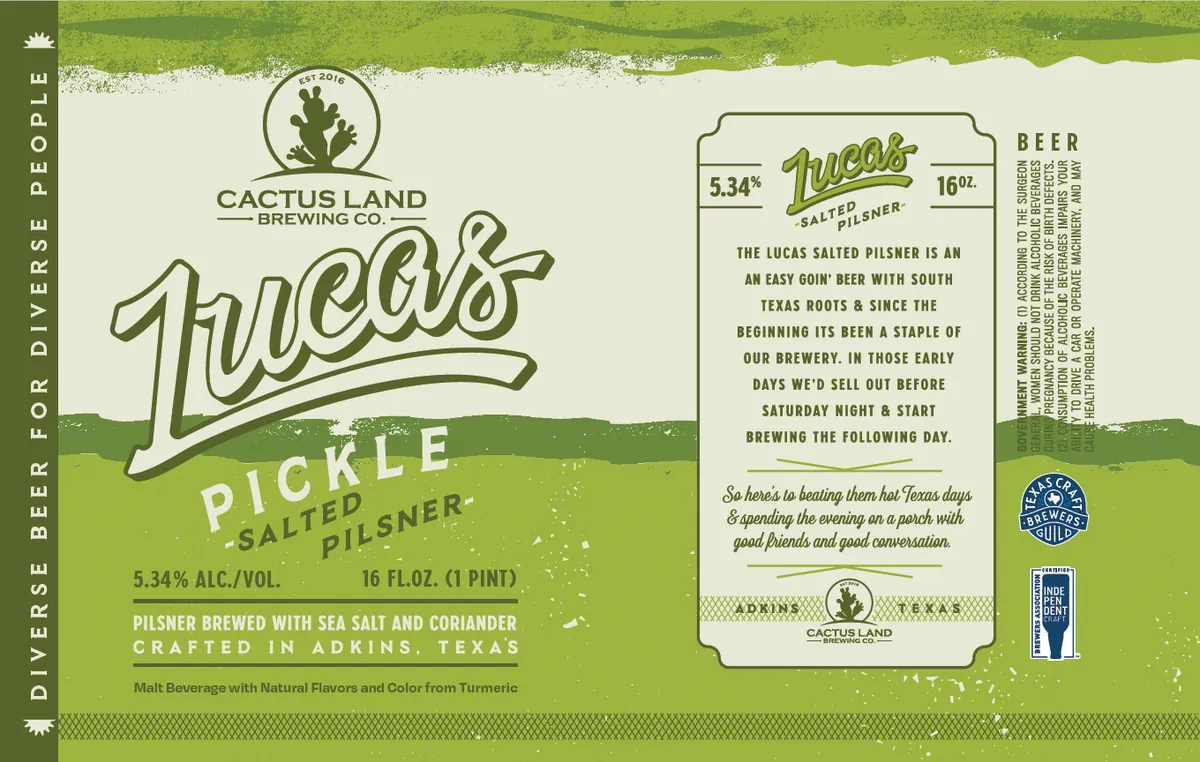 Lucas Pickle Salted Pilsner label art — LUCAS PICKLE