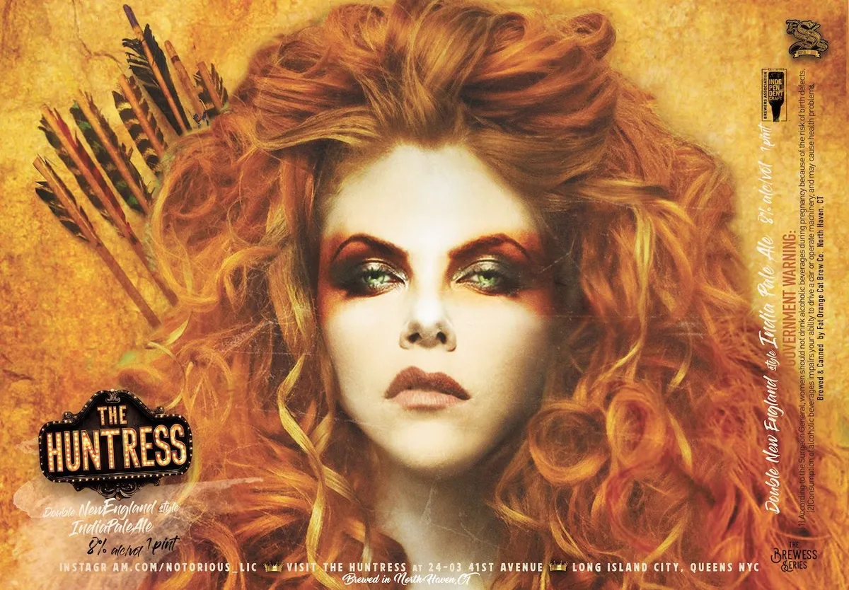 The Huntress label art — THE HUNTRESS