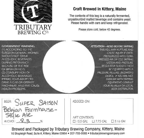 Super Saison Belgian Farmhouse-Style Ale — full label as filed with TTB