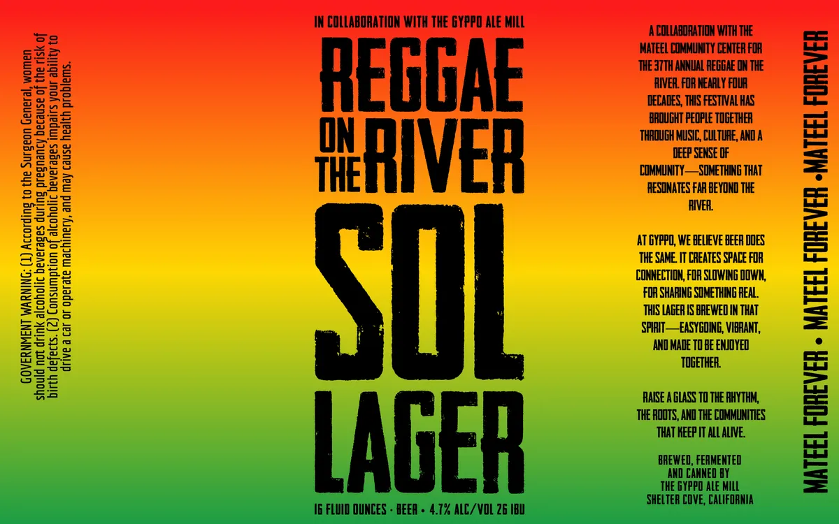 Reggae on the River Sol Lager label art — GYPPO ALE MILL
