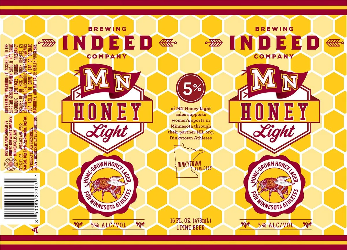 MN Honey Light label art — INDEED BREWING COMPANY