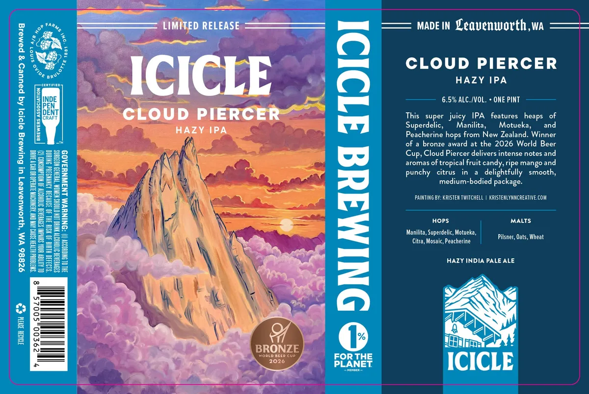 Cloud Piercer Hazy IPA label art — CLOUD PIERCER HAZY IPA