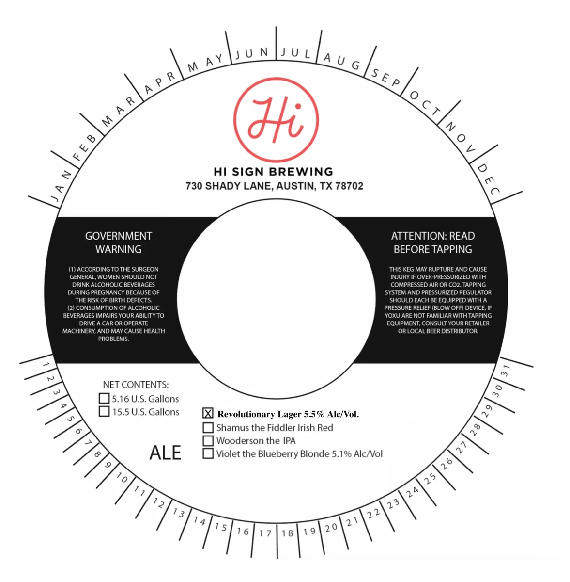 Revolutionary Lager label art — HI SIGN BREWING
