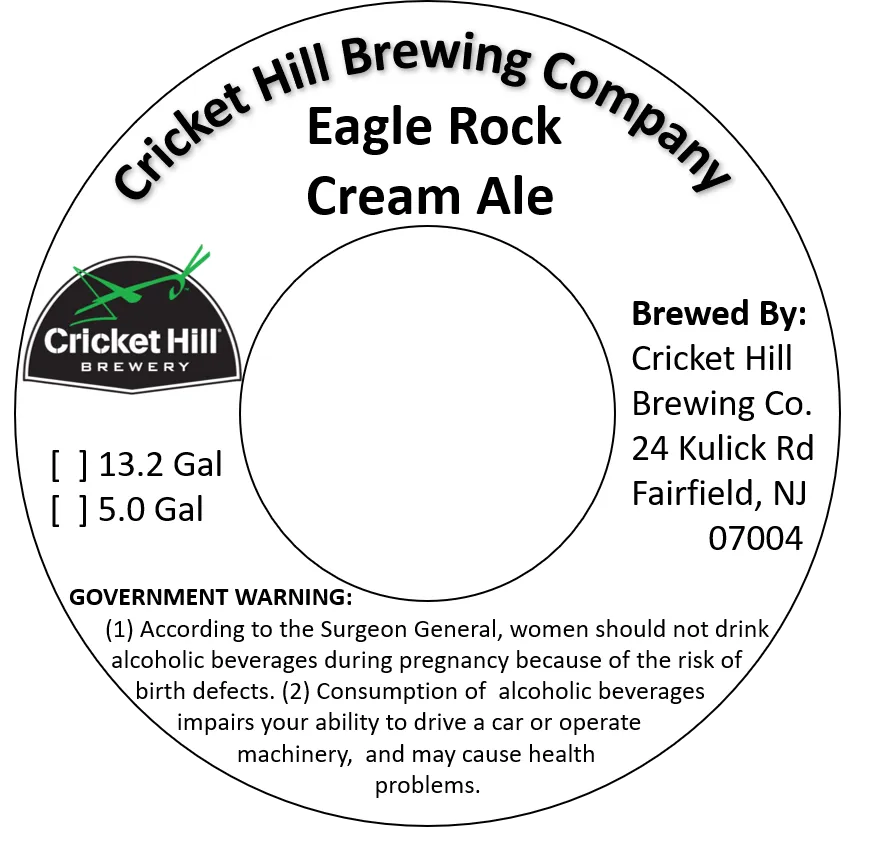 Eagle Rock Cream Ale — full label as filed with TTB