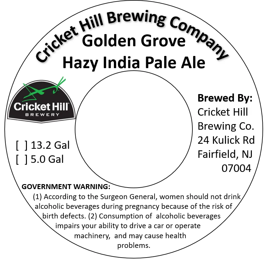 Golden Grove — full label as filed with TTB