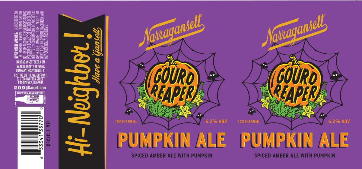 Gourd Reaper Pumpkin Ale label art — NARRAGANSETT