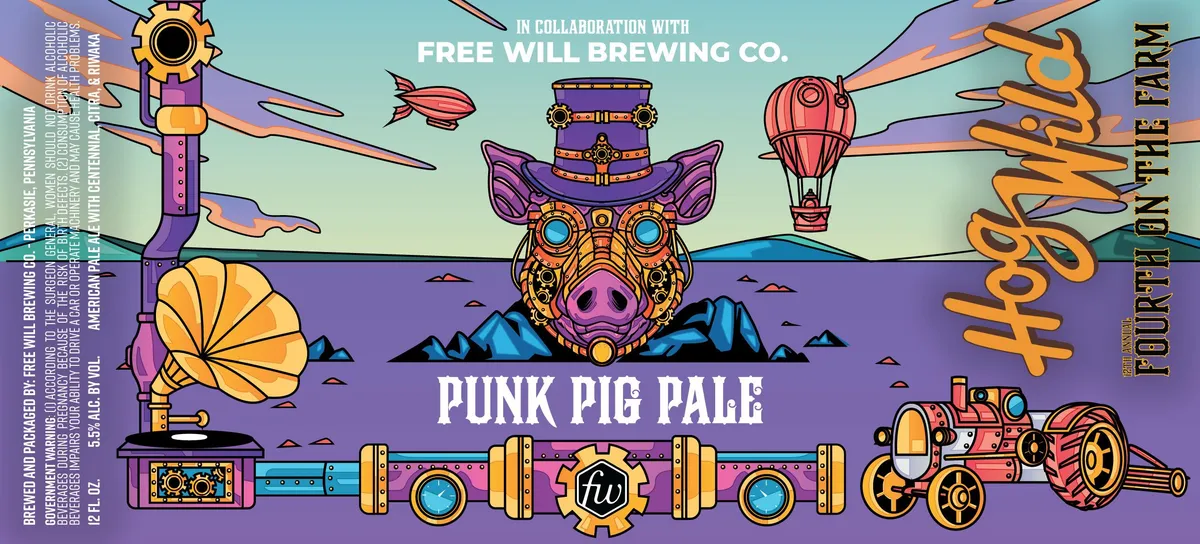 Punk Pig Pale label art — FREE WILL BREWING