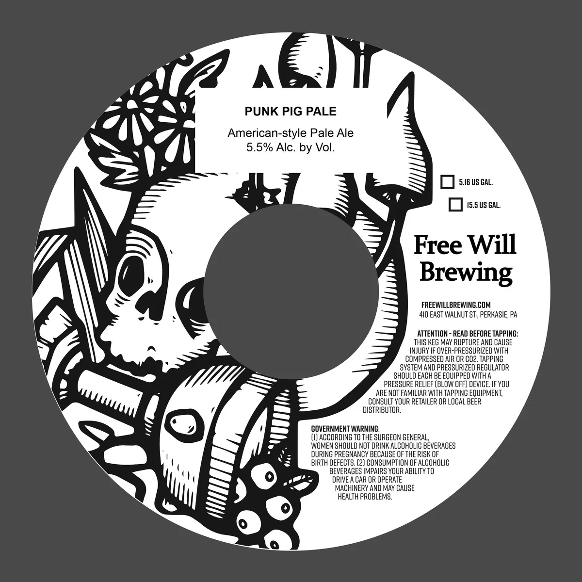Punk Pig Pale label art — FREE WILL BREWING