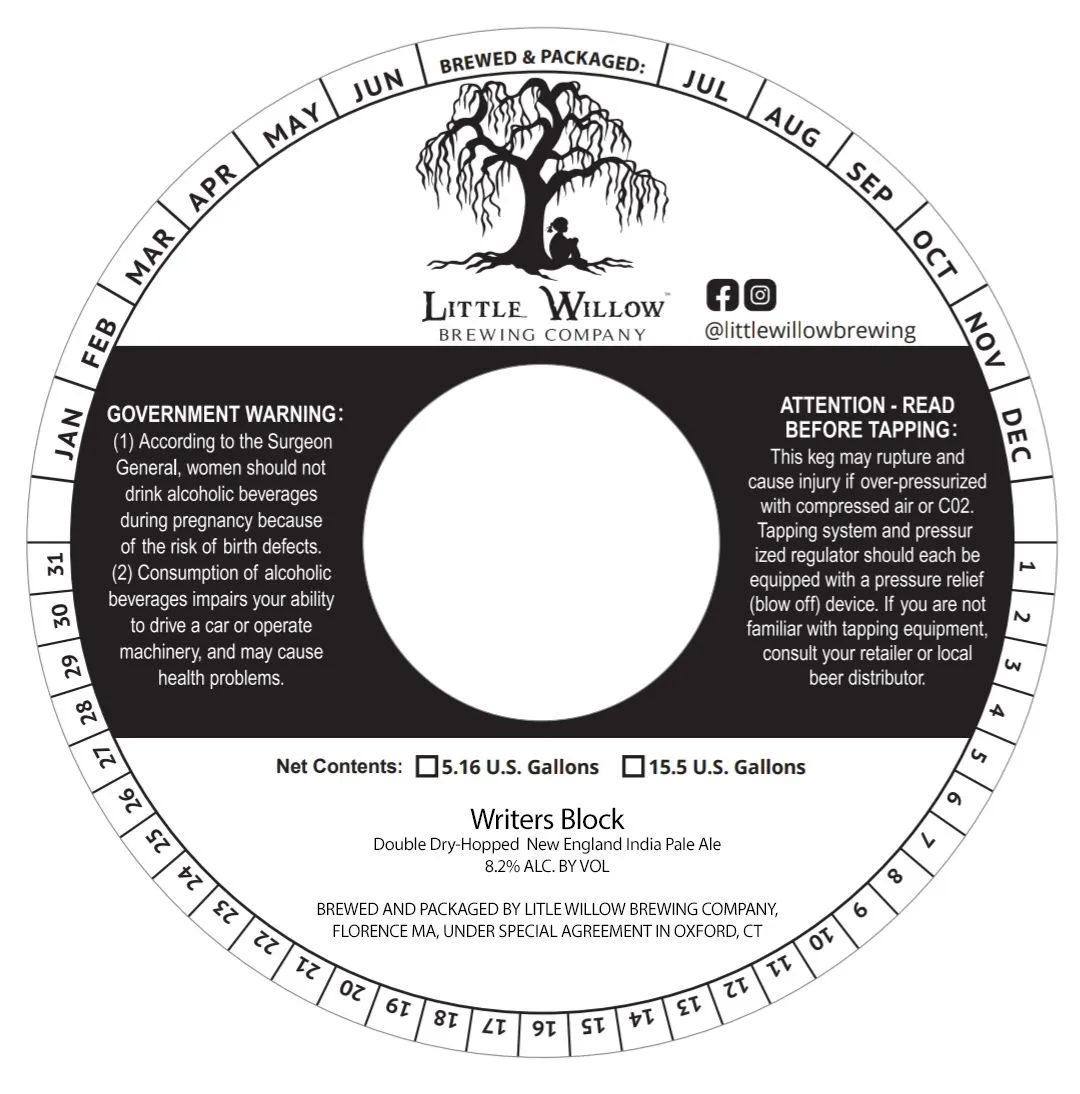 Writers Block — full label as filed with TTB